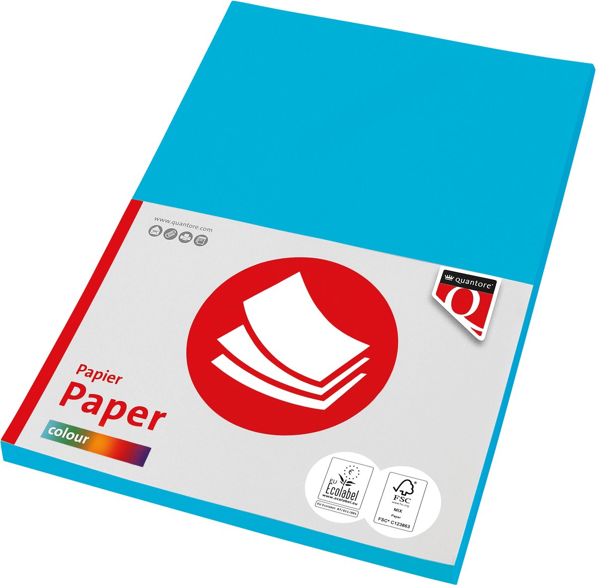 Quantore kopieerpapier A4 azuurblauw 160gr FSC milieukeur.