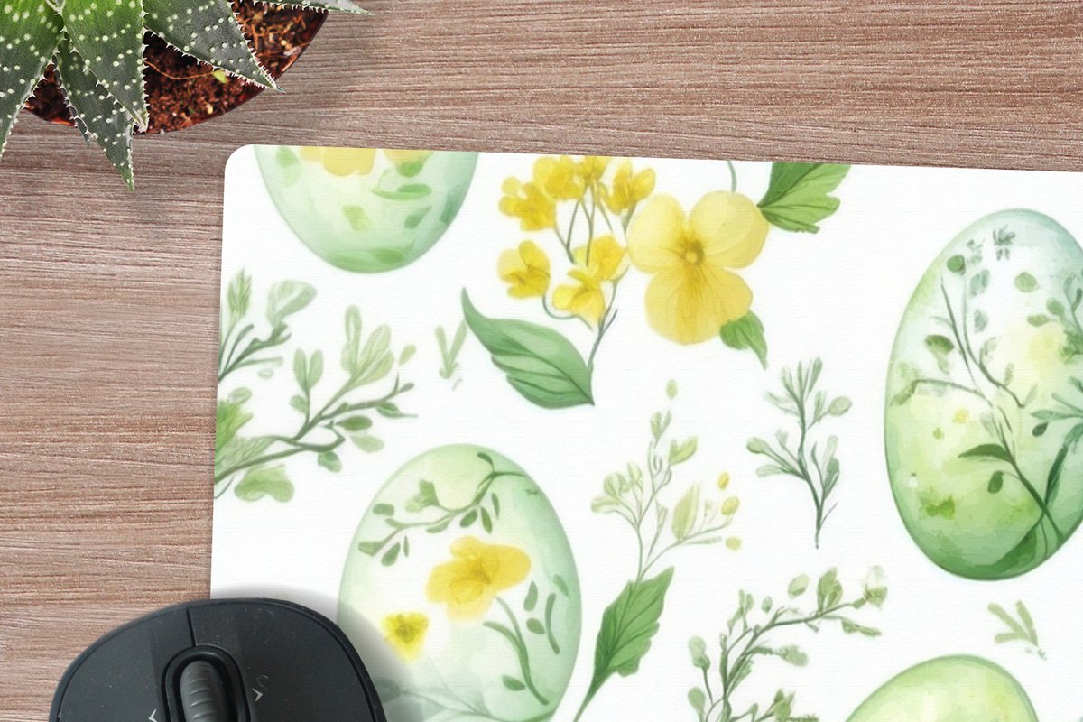 Muismat XXL 120x80 cm - Bureau onderlegger - Bureau mat Patroon - Groen - Eieren - Bureaumat - Gaming mousepad xl - Bureaulegger groot - Computer deskmat