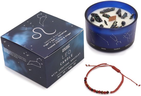 Bougie en cristal du Zodiac avec bracelet de pierres précieuses - Lion