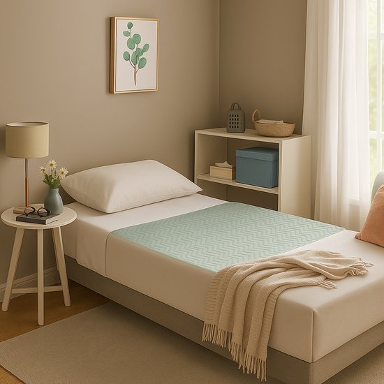 incontinentie onderleggers waterdichte matrasbeschermer opnemend vermogen 3,15 Liter per vierkante meter , wasbaar , matrasonderleggers met instopstroken. Matrasopleggers met Extra hoog absorberend vermogen