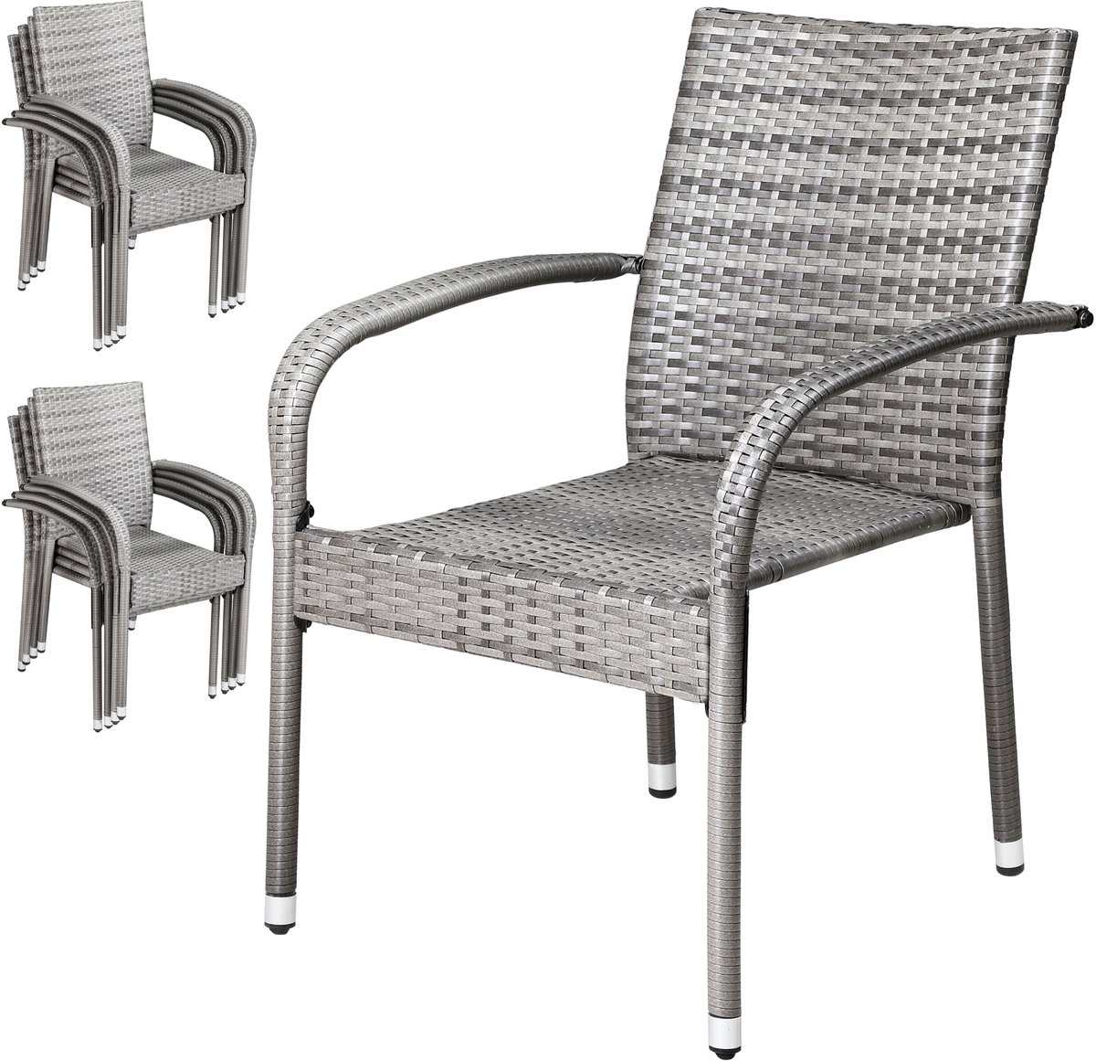 Casaria Tuinstoelen Stapelbaar – Set van 8 – 90x56x60 cm – Grijs – foto 5