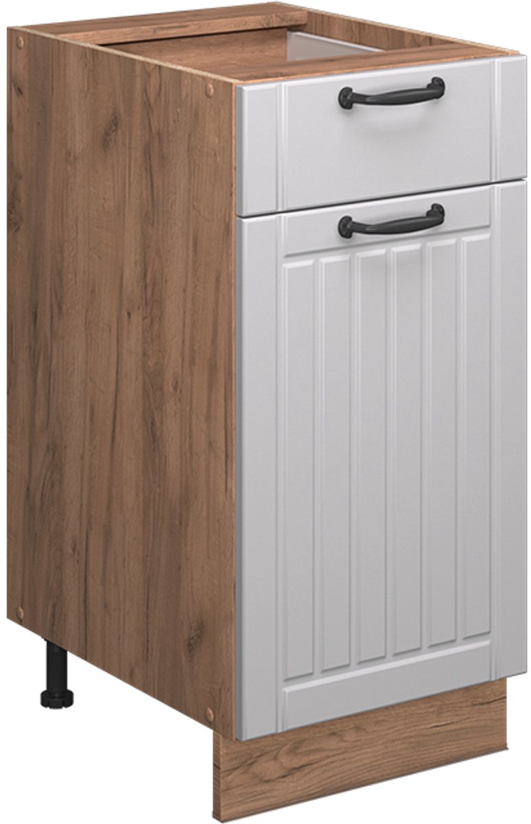 Vicco Fame-Line Keukenonderkast – 40 cm, WB Antraciet Wit Landhuis Wit landelijk/Goudkleurig Eiken