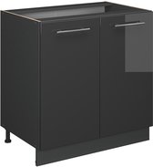 Meuble sous-vasque Vicco Fame- Line - 80 cm avec étagère, sans plan de travail Anthracite Haute Brillance
