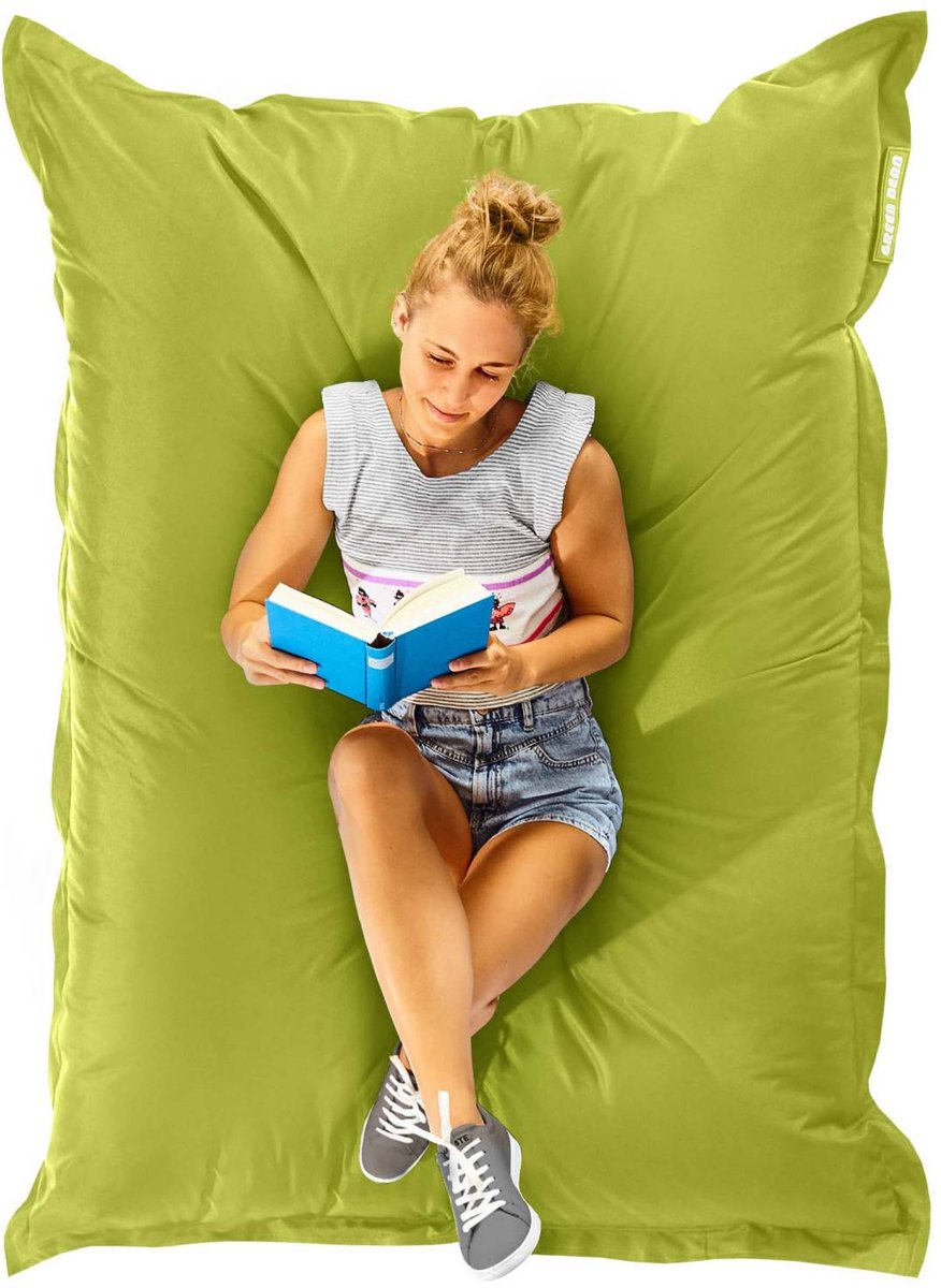Green Bean® Zitzak "Square" 120x160cm met 270 liter EPS-korrels - Grote zitzak voor kinderen en volwassenen - Groen