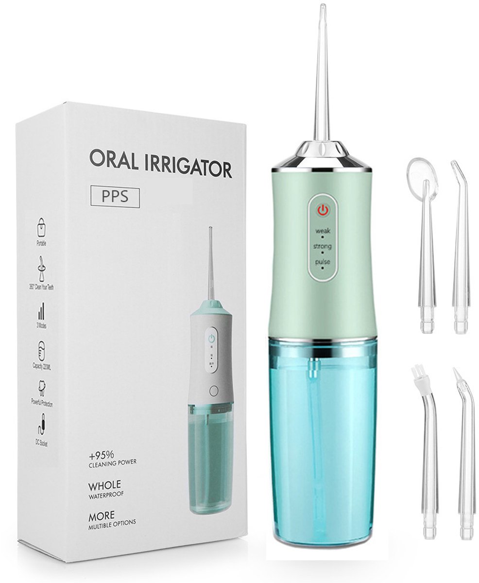 Draadloze Waterflosser | Monddouche | Inclusief 4 Opzetstukjes | Flosapparaat - Waterdicht - 1200 mAh Batterij - Water Flosser - 3 Modus - Oplaadbaar via USB - kleur: Groen