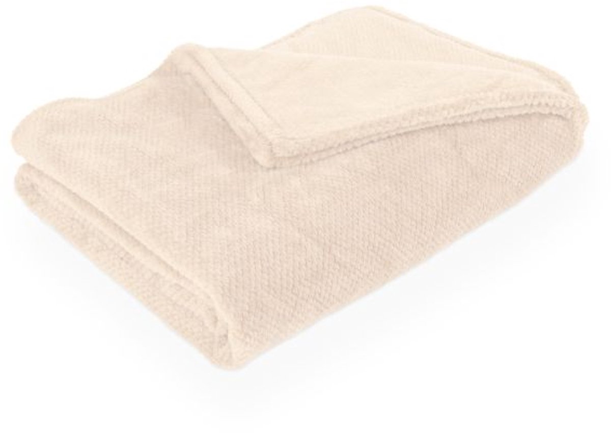 Tiseco Plaid PIPPA - Zachte Jacquard Flanel Deken - 150x200 cm, ivoor IVORY