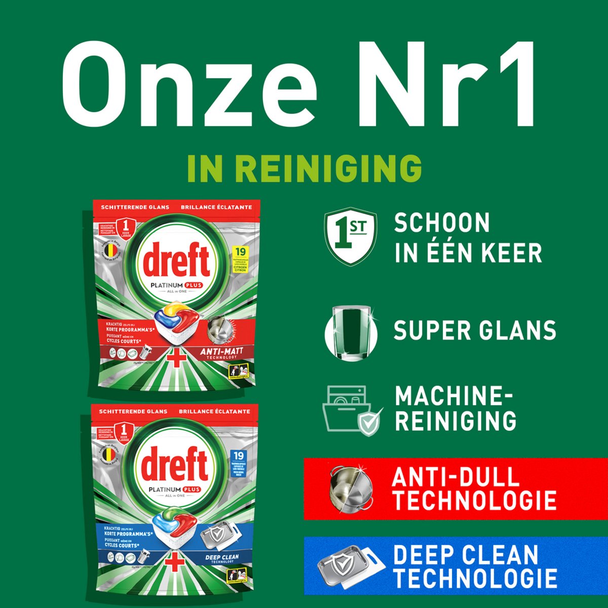 Dreft Platinum Plus All In One Vaatwastabletten - Deep Clean Technologie - 72 Capsules - Voordeelbox — afbeelding 4