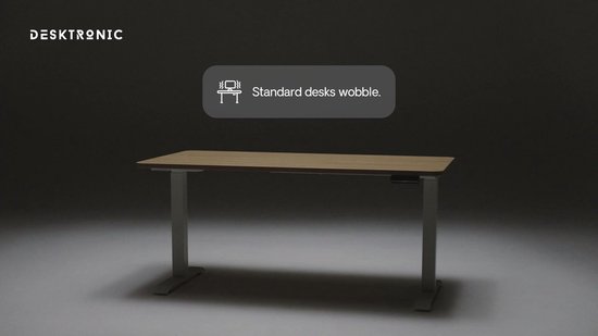 Desktronic HomeOne Zit-sta Bureau Elektrisch In Hoogte Verstelbaar, 160x80 cm Bamboo/Zwart, Stille Dubbele Motor, Hoogte 72-119cm