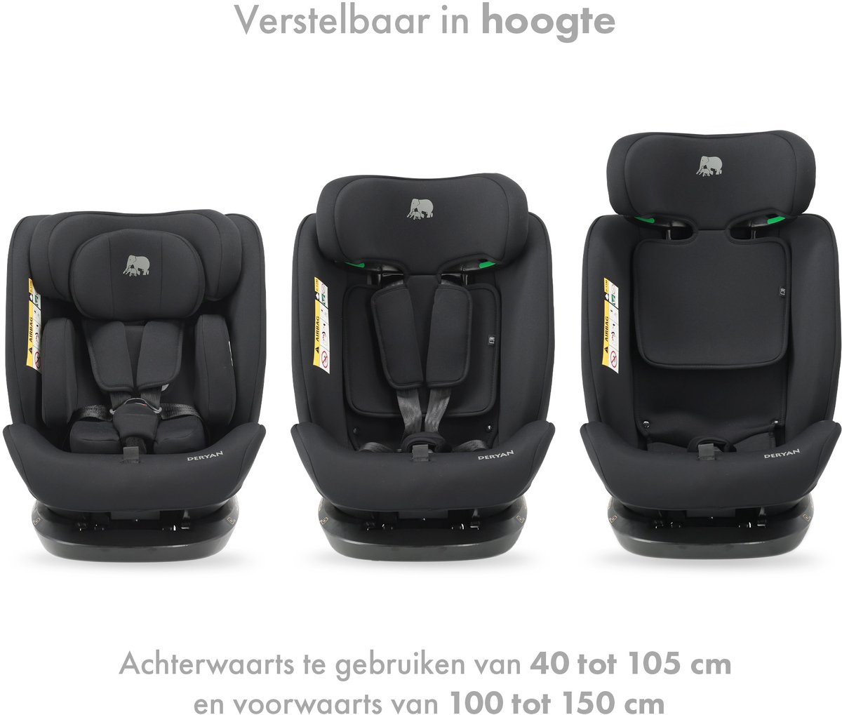 Deryan Clyde I-Size Autostoel - 40 tot 150 cm - Groep 0+/1/2/3 - Zwart – foto 2