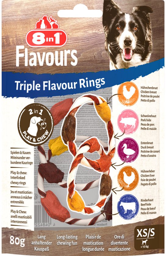 8in1 Triple Flavour Rings XS/S - 8 x 80 gr - Voordeelverpakking