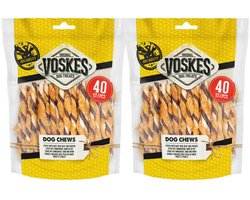 2x Voskes Hondensnack Rawhide Sticks Kip - Rund 400 gr