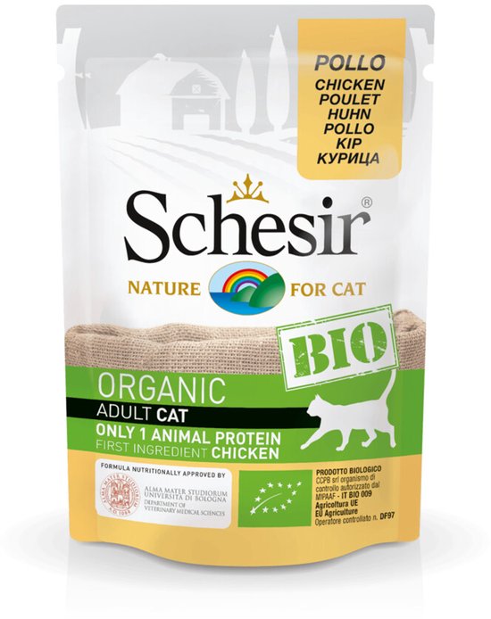 Schesir Kattenvoer Bio Kip - 16 x 85 gr - Voordeelverpakking