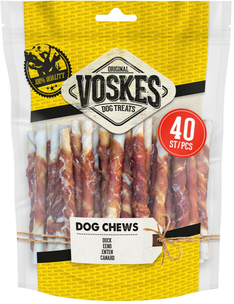 Voskes Hondensnack Rawhide Sticks Eend - 400 gr