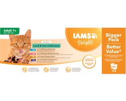 IAMS Delights Land - Sea Adult Kattenvoer Nat in Gelei - 2 x 48 x 85 gr - Voordeelverpakking