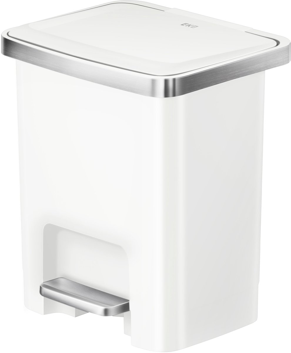 EKO - Hana 2 Pedaalemmer 15 liter - Plastic - wit - Prullenbak