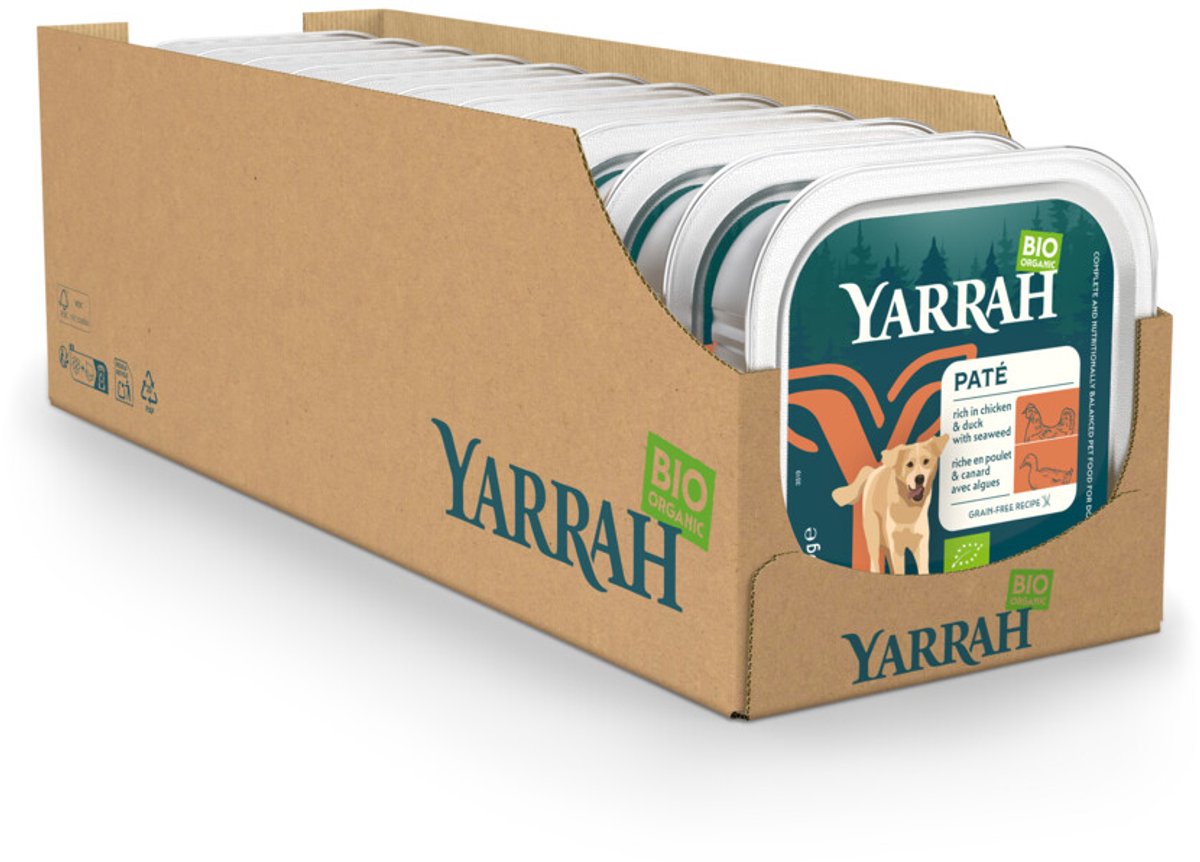 Yarrah Yarrah Bio Alu Paté Grainfree Hondenvoer Nat Kip & Eend - 12 x 150 gr - Voordeelverpakking