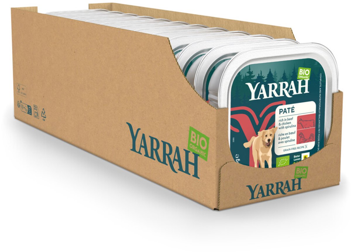 12x Yarrah Bio Hondenvoer Paté Rund&Kip 150 gr