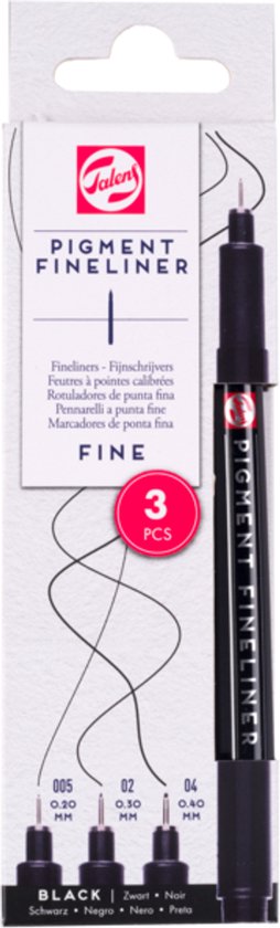 Talens Pigment Fineliner Set Fine, 3 pièces