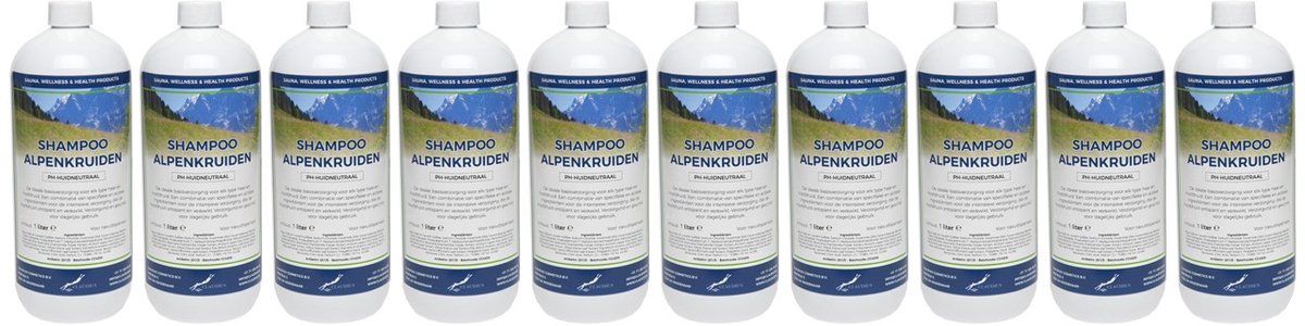 Shampoo Alpenkruiden - 1 liter - 10 Stuks - Voordeelverpakking - Haarverzorging