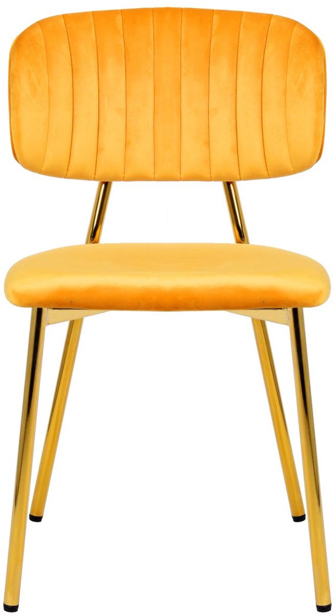 Floraya - Set 2 eetkamerstoelen Giselle - Oranje/Goud - Draagkracht 120KG - retro eetkamerstoelen