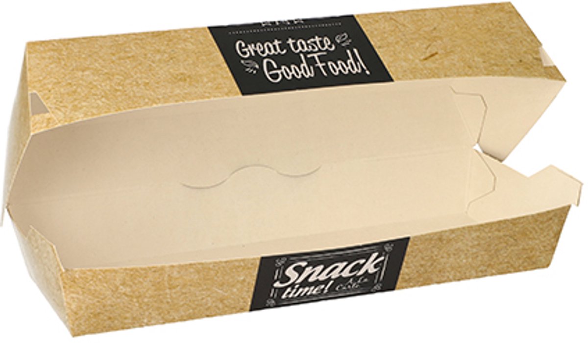 Image of 50 Baguettebox, karton van verse houtvezels "pure" 6,5 cm x 7,5 cm x 21 cm "Good Food"