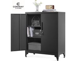 Conway Living® - Archiefkast met slot - Kantoorkast - Opbergkasten met deuren - Multifunctionele - Garagekast - Keter kast - Dossierkast - Stalen kast - 90x80x40 cm