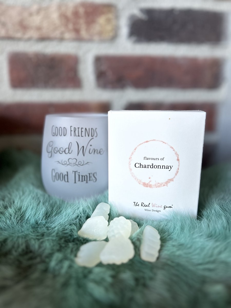 Creaties van Hier - Cadeaupakket Wijnglas Good Friends + gift package Chardonnay - Glas