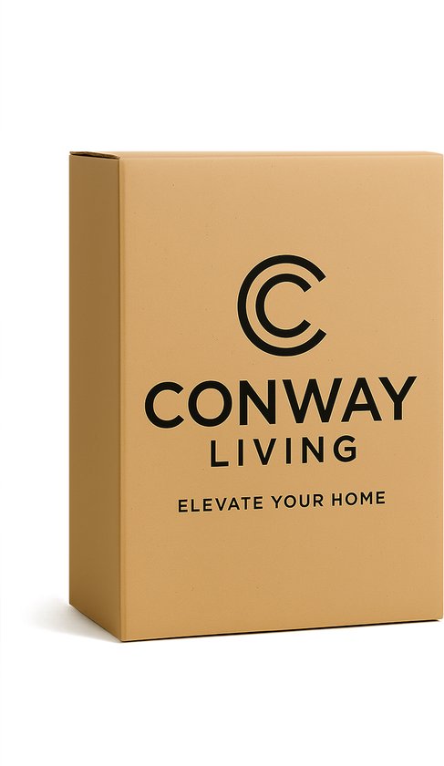 Bruine kartonnen verpakking met het Conway Living logo en de tekst 'Elevate Your Home'.