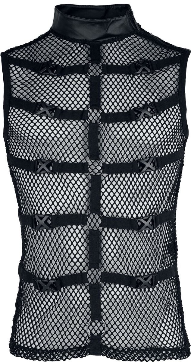 Punk Rave Punk Personalised Mesh Waistcoat Heren Tanktop - zwart - S-M