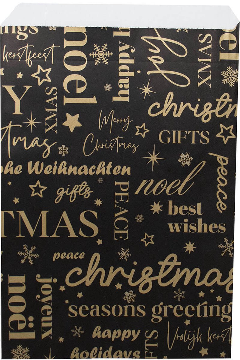 200x Papieren Zakjes Christmas International 17x25cm