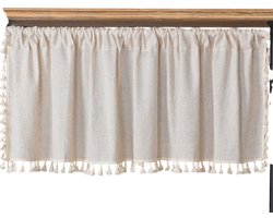 Scheibengordijn Boho - Uni Kleur Met Kwastjes - 150x60cm - Voor Woonkamer Of Slaapkamer