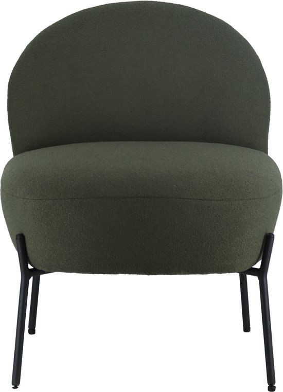 Foto: Fauteuil in kaki groene lusstof helmi