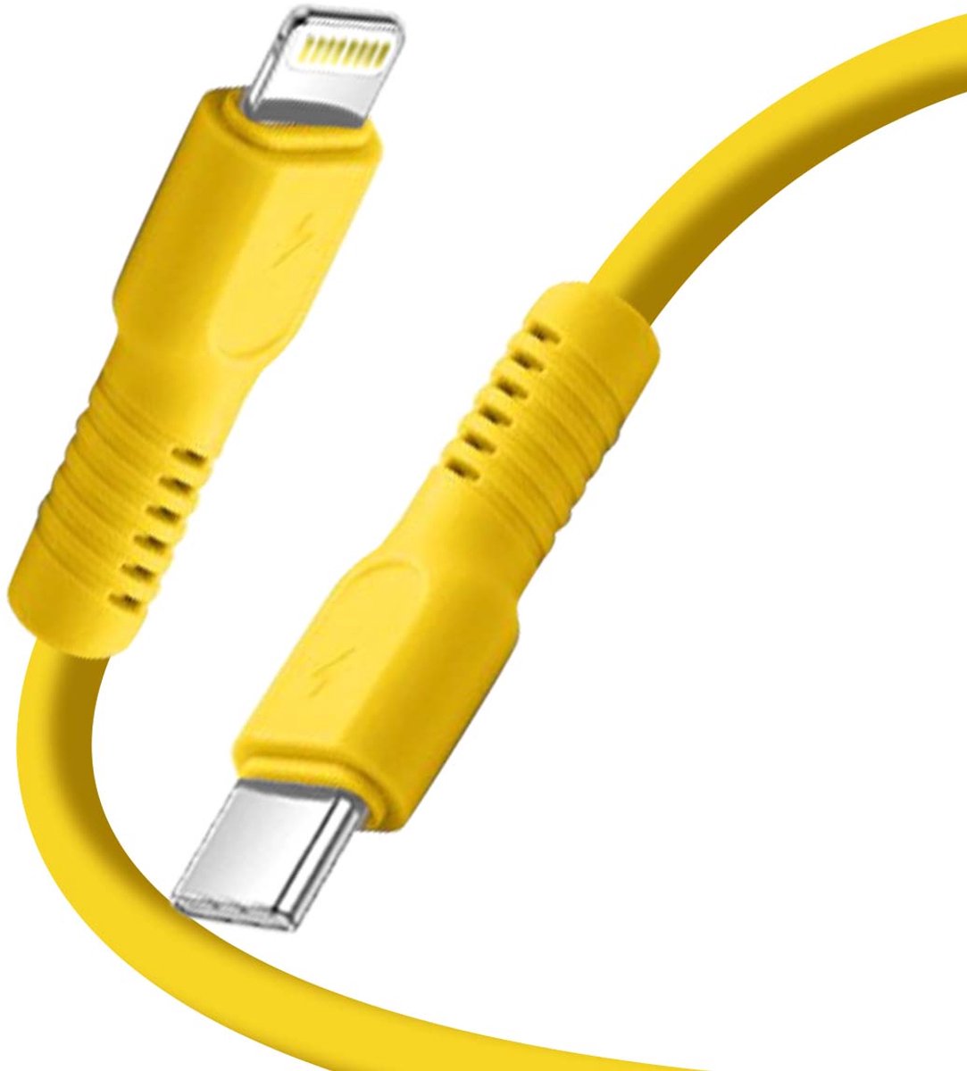 Forever, Oplaadkabel 2.4A en Sync USB-C naar Lightning 27W 1,8m, Geel