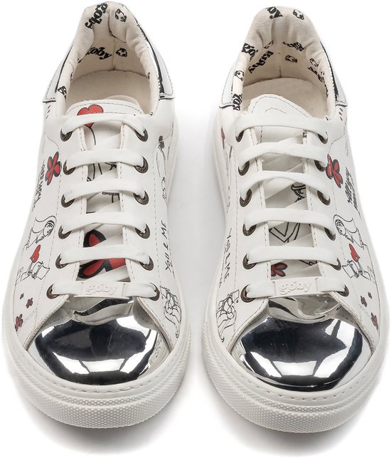 GOBY - Bride and Gloom - Baskets pour femmes - Sneaker - Sneaker Femme - Baskets Femme - Haute Qualité - Fait main - Mariée et marié White - Taille 39