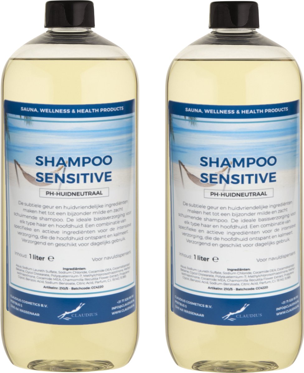 Shampoo Sensitive Care - 1 liter (transparant) - 2 Stuks - Voordeelverpakking - Haarverzorging