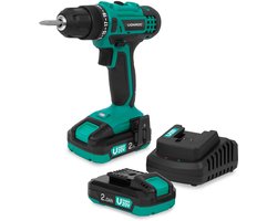VONROC Accuboormachine 20V – 19 schroefstanden + boorstand – Incl. 2 bits – Incl. 2x 2.0Ah Ac-cu’s en snellader