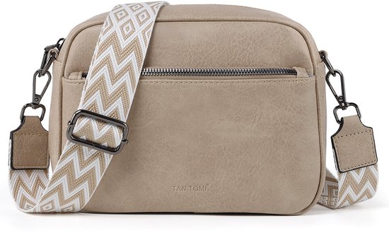 Andiker Crossbody Bag voor dames, canvas schoudertas met 1 kleine tas, afneembare verstelbare schouderriem, modieuze effen kleur, cross body bag voor werk, winkelen, reizen, dagelijks gebruik, Kleur