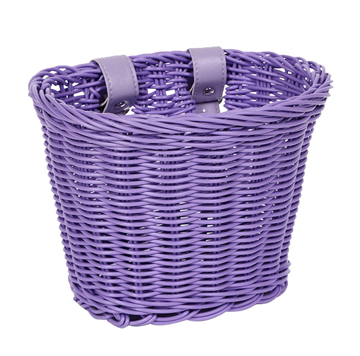 Kinderfietsstuurmand Imitatie Rotan Handgeweven Mand Modieuze Kinderfiets Afneembare Accessoires (Paars)