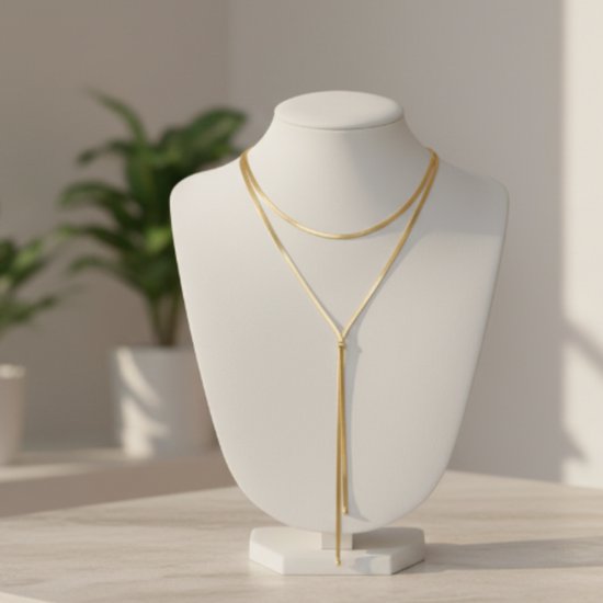 Collier double couche couleur or - collier pour femme - chaîne à maillons minimaliste sans pendentif