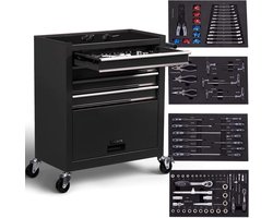 AREBOS -  Gereedschapswagen met 4 laden - 1 kast - incl Gereedschap