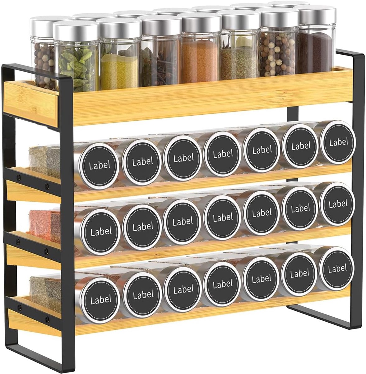 Ibenzoa® Vierlaags kruidenrek voor keuken en eetkamer met ruimte voor 35 potjes