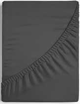 Dreamers Den - Jersey élasthanne Premium - Katoen bio - Hoeslaken - Gris foncé - 160 x 220 cm - Hauteur d'angle 35 cm