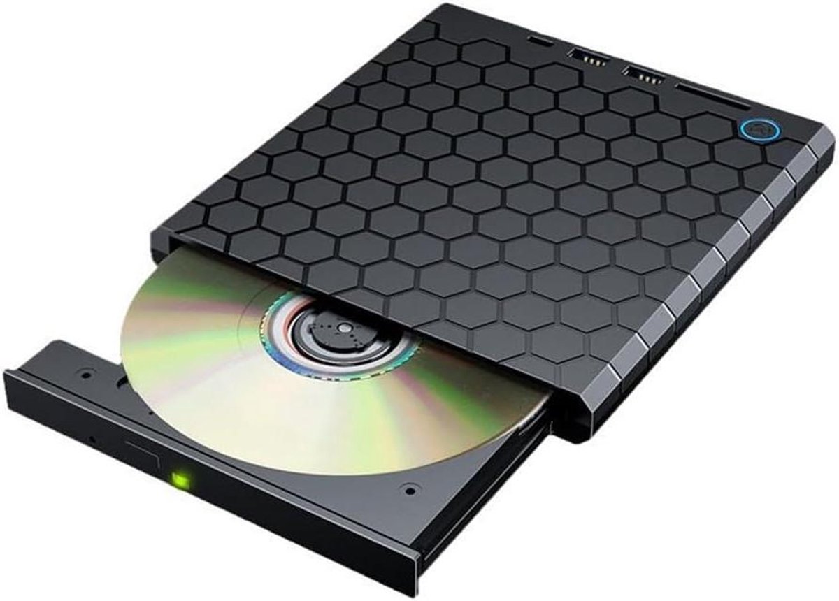 Allecto plus - Draagbare Externe DVD-drive USB 3.0 Type-C CD/DVD-brander met SD/TF-sleuf en 2 USB-poorten - Laptop-PC DVD-speler