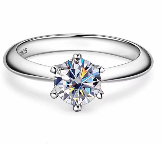 Ring Aurélia en moissanite et Diamond 0 carat 6,5 mm – Solitaire Diamant de laboratoire certifié GRA VVS1 – Taille de bague femme 9 (EU 59 / Ø 18,9 mm)