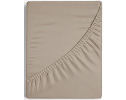Dreamers Den - Premium Jersey Elestaan - Biologisch Katoen - Hoeslaken - Taupe - 180x200 cm - 35 cm hoekhoogte