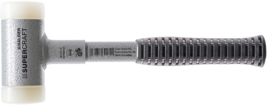 Un marteau Halder Supercraft avec têtes de frappe blanches et un manche gris rainuré.