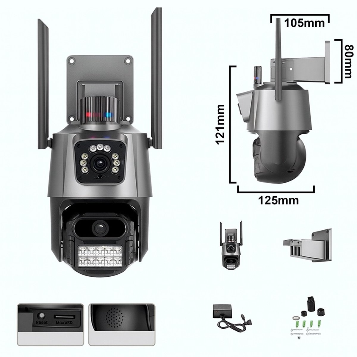 DUAL CAMERA ABQ-203 – WiFi IP Beveiligingscamera met Dubbele Lens, PTZ, IR & Audio