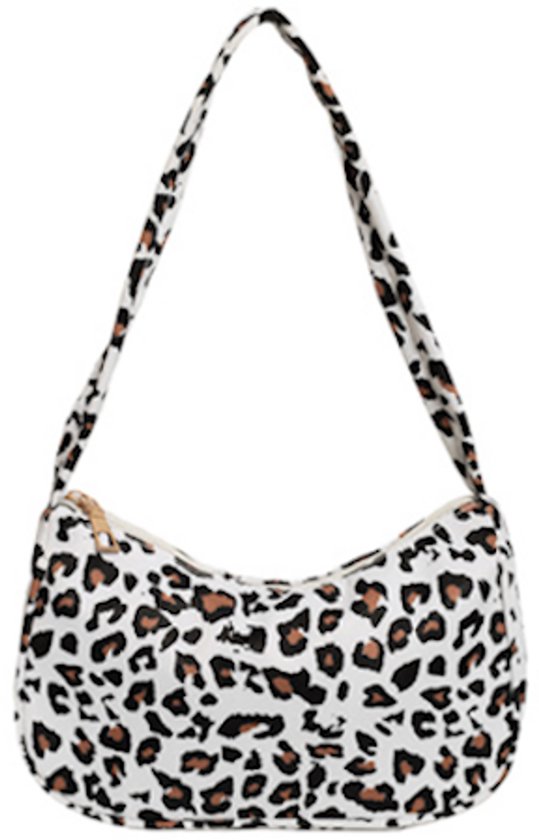 Schoudertas / Handtas | Luipaard Wit | 23 x 14 x 8 cm | Nylon | Fashion Favorite