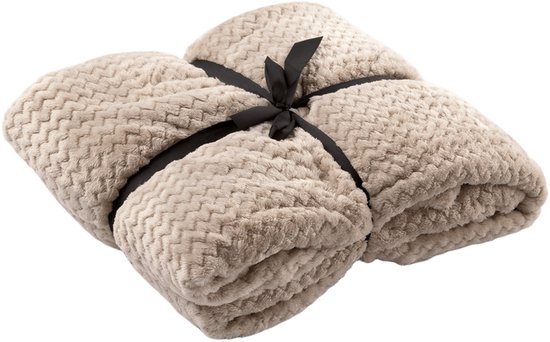 Dutch Decor - MARA - plaid 150x200 cm - superzachte deken - zigzagpatroon - Pumice Stone - beige