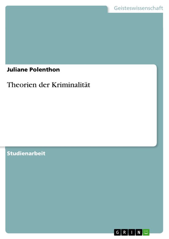Theorien der Kriminalität - cover